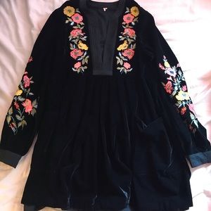 Black velvet embroidered Free People dress